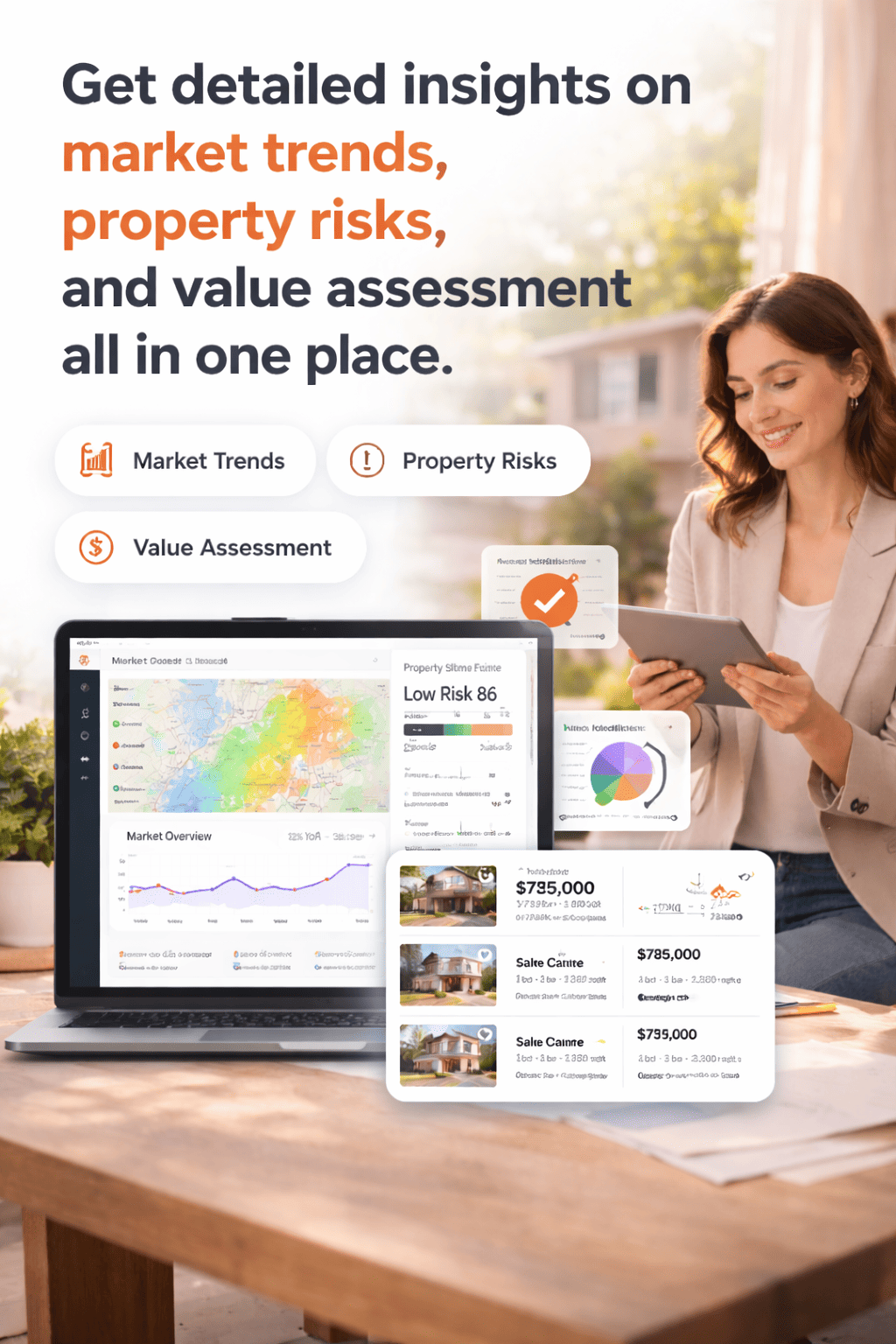 Real estate market trends and data showing current prices and comparable sales